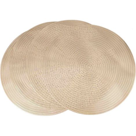 Set de table rond de 38 cm pour hôtels et restaurants, en PVC isolant thermique, protège-steaks et protège-steaks des brûlures, couleur or clair. (1/5)