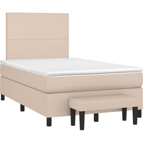 vidaXL Sommier à lattes de lit matelas cappuccino 120x190cm similicuir (1/5)