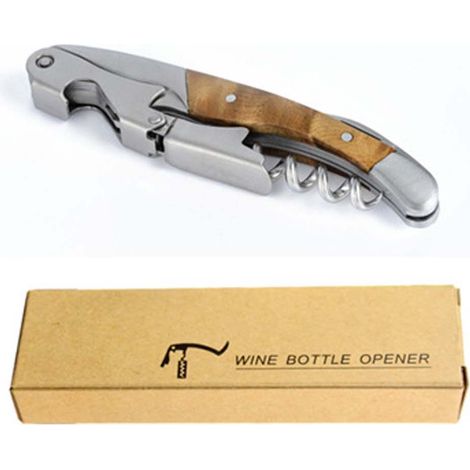 Tire-bouchon en Acier Inoxydable Bois d'Ombre - Tire-bouchon Manuel Portable avec Coupe-Capsule (1/5)