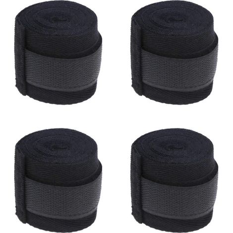 Bandes de sport élastiques en coton de 2,5 m (4 pièces) pour la boxe, le muay thaï, le MMA et le taekwondo, avec gants et bandages pour les mains. (1/3)