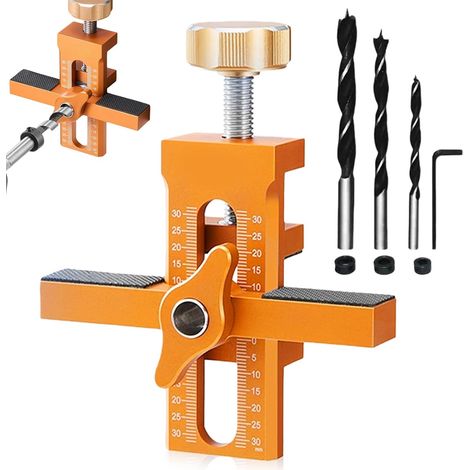 Kit de positionnement de porte d'armoire avec 3 forets, réglable, aide au montage de porte d'armoire, aide à l'installation avec aide au perçage Imbot pour des trous précis (1/5)