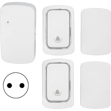 Sonnette sans fil, sonnette autonome avec 2 haut-parleurs et pare-soleil pour maison/villa, AC 00V-230V (prise UE)-AquaForge
