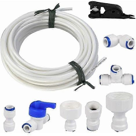 Tuyau d'alimentation en eau universel de 15 mètres, kit de raccord pour tuyau de réfrigérateur 1/4", tube filtrant, pièces et accessoires pour réfrigérateurs européens/américains (1/5)