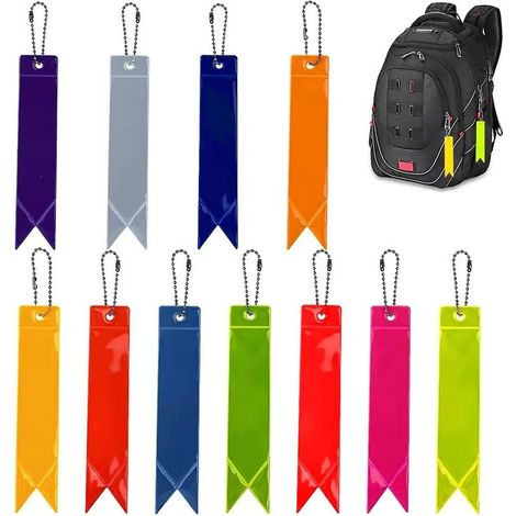 Lot de 11 pendentifs réfléchissants de sécurité pour enfants, banderoles, sacs d'école, vêtements, sacs à dos, cyclisme, marche, course à pied (1/5)