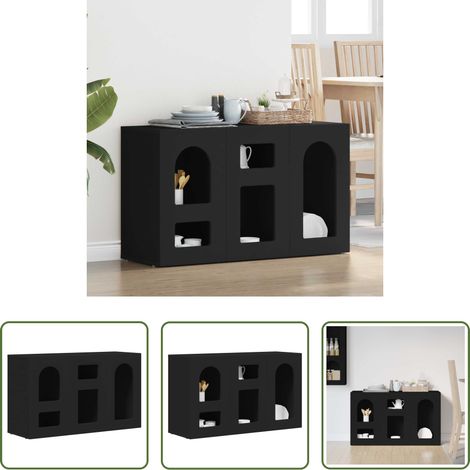 Holzwerkstoff - Sideboard Schwarz 100 x 35 x 59 cm Holzwerkstoff (1/5)