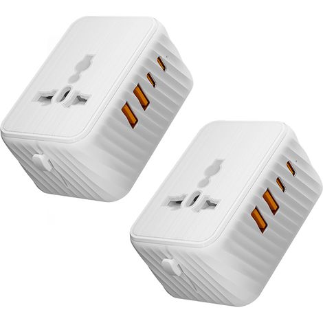 Adaptateur de voyage blanc 2 pièces, prise de conversion universelle, prise de conversion de voyage, universel, 2U+2C, PD, 20W (1/5)