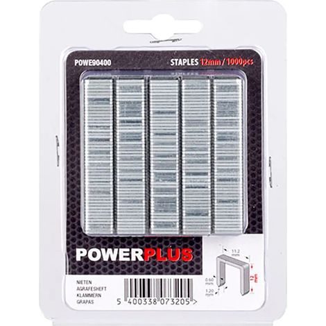 Klammern Powerplus powe90400 verzinkter Stahl 12 mm 1000 Stück