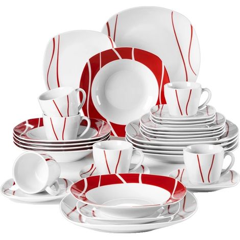 Service de vaisselle, ensemble de 30 pièces, matériau sûr, écologique, service pour 6, design minimaliste (1/5)