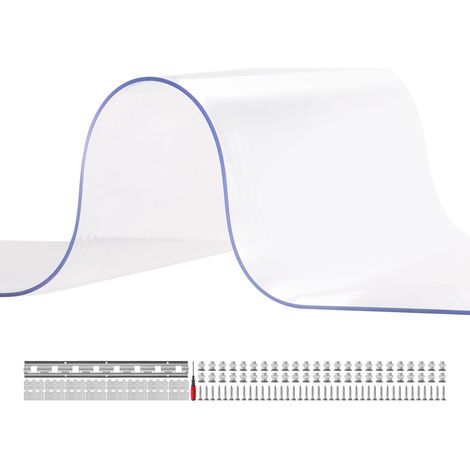 Mophorn Rideau à bandes 16 pièces, 243 cm de hauteur, 243 cm de largeur, 0,2 cm d'épaisseur. Bandes de porte en plastique lisse transparent avec 50 % de chevauchement.