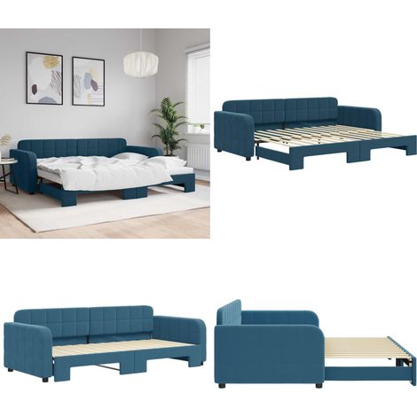 vidaXL Lit de jour avec gigogne sans matelas bleu 90x200 cm (1/5)