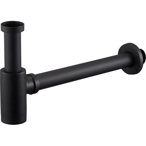 Universel Syphon avec 300mm Tube d'extension, 1 1/4 x 32mm Réglable Sifon Anti Odeur Anti-fuite, Noir Mat (1/4)