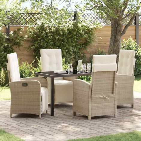 Conjunto de Comedor de Jardín 5 pcs Beige ratán sintético vidaXL (1/5)