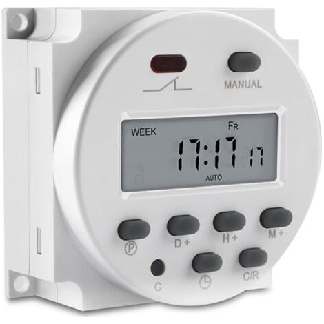 Minuterie LCD numérique, programmable, CN101A DC 12V, affichage LCD, contrôle de relais de minuterie de cycle d'alimentation LCD numérique, avec couvercle étanche blanc (1/5)