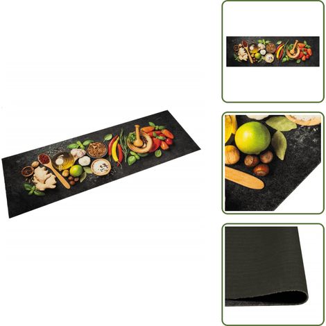 The Living Store Küchenteppich Waschbar Gewürze 60x180 cm Samt - Waschbarer Teppich (1/5)