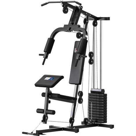 HOMCOM - Station de musculation - Collaboration Aosom.fr x FFHandball - Acier - 135x103x210cm - Noir