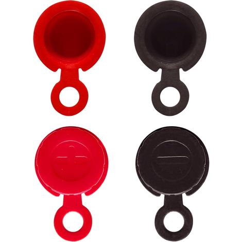 Ampper Capuchon de borne de Batterie en Plastique pour borne supérieure, Protecteur d'isolant avec rondelles pour Voiture, véhicule, véhicule récréatif et Bateau (Capuchon, 2 Jeux)
