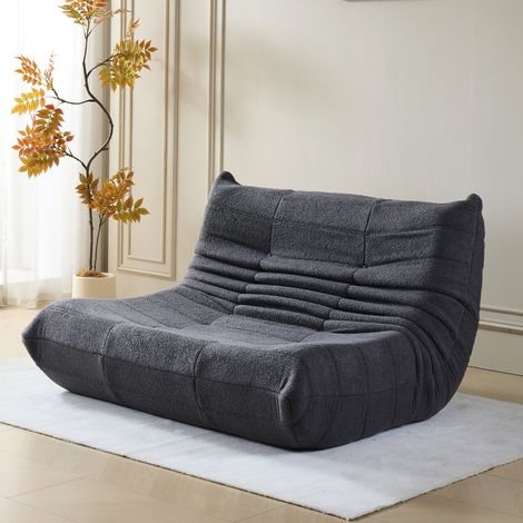 Sofá bean bag de 2 plazas en tejido teddy gris, ancho 149 cm (1/5)