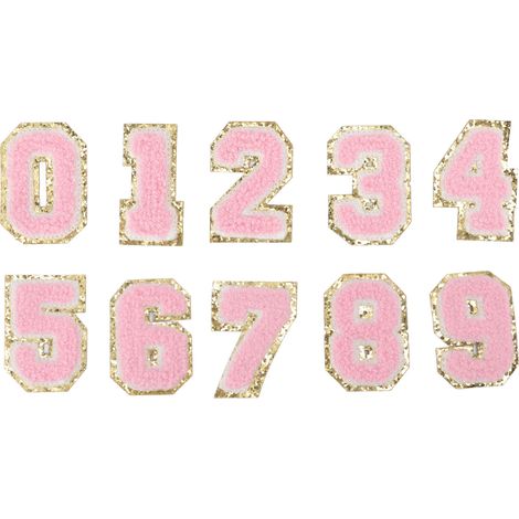 10Pcs Pink Number Patches 0 to 9 Number Exquisite Pink Easy Ironing Widely Used Iron On Patches for Jacket Shirt Shoes (1/5)