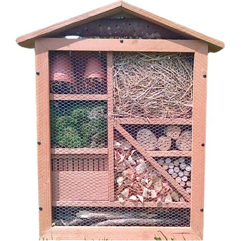 Hôtel à insectes géant 1,5m – Fabriqué en sapin Douglas – Multi-compartiments pour coccinelles et abeilles – Écoresponsable et durable – Atelier Du Morvan
