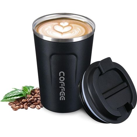 Insulated Coffee Mug, Travel Coffee Mug, Stainless Steel Travel Mug, Leakproof Double-Walled Car Mug (with 1 Brush Included) (1/5)