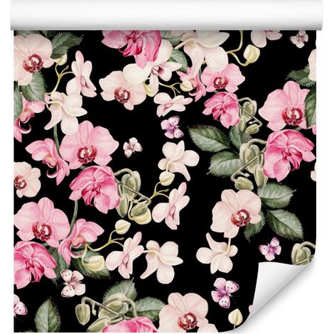 Papier peint nature à motif d'orchidées pour salon et chambre 50x1000 cm (1/5)