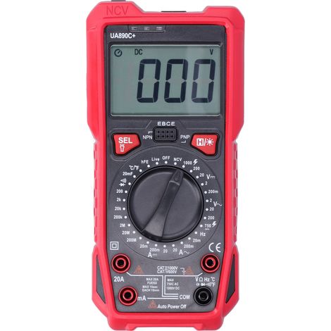 Multimètre UA890C+ avec écran LCD rétroéclairé : mesure de tension, courant, résistance et capacité. (1/5)