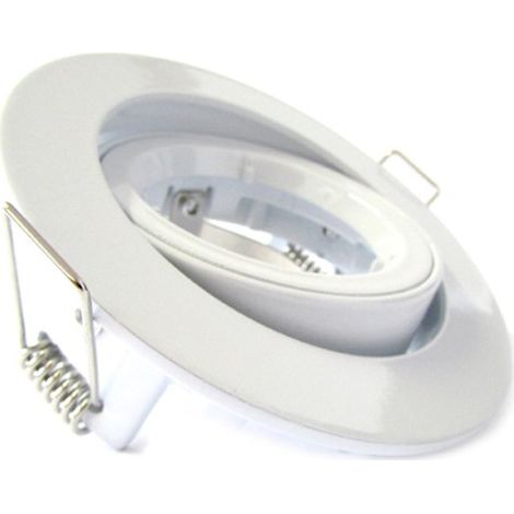 Porta Faretto Led GU10 MR16 Orientabile Rotondo Con Ghiera Bianco