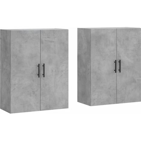 Conjunto de 2 elegantes armarios de almacenamiento de pared 69,5 x 34 x 90 cm fabricados en madera de ingeniería en color gris hormigón 020055375 (1/5)