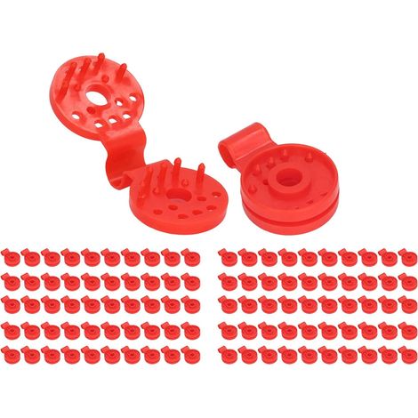 Paquete de 50 clips para mallas de sombra, cortavientos con ojales de plástico para invernaderos y mallas de jardín, color rojo (con ganchos). (1/5)