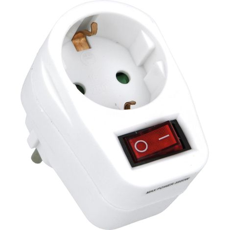 Voleur de Prise avec Prise de Terre pour connecter des appareils électriques Adaptateur Mural avec Interrupteur Tension Max : 250 V Ampérage Max : 10/16 A (1/5)