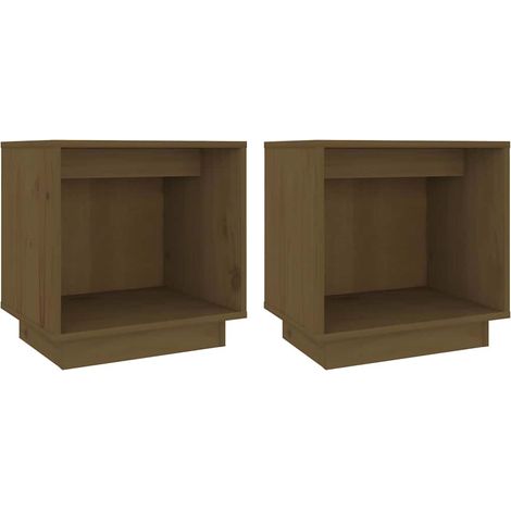 Maison Exclusive - Mesitas de noche 2 uds madera de pino marrón m (1/5)