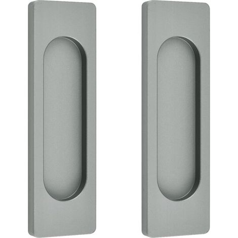 Maniglia per porta scorrevole rettangolare KZQ, confezione da 2, maniglia per porta scorrevole in lega di alluminio autoadesiva senza fori per porte da fienile, finestre e armadi (grigio opaco, 100 mm (1/4)