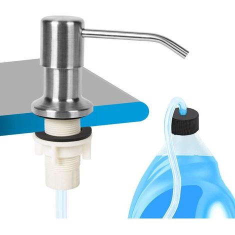 Kitchen Sink Soap Dispenser Brushed Stainless Steel Countertop Pump with 47" Silicone Tube