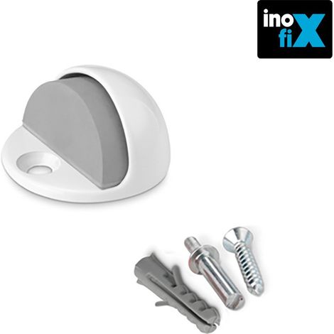 Fermaporta in metallo bianco a vite INOFIX blister