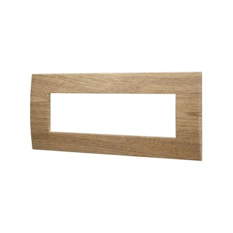 Placca Plastica ETTROIT Serie Venus 7 Posti/Moduli 507 Compatibile Con Vimar Arke, 14 Colori Disponibili (Legno Scuro)