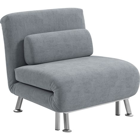 Single Velvet-Feel Sleeper Chair - Grey (1/5)