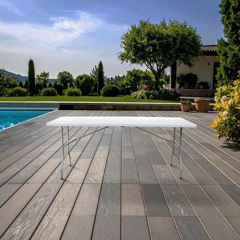 Table Pliante 180 cm - 180x74x74 cm - 8 à 10 Places - Blanche (1/5)