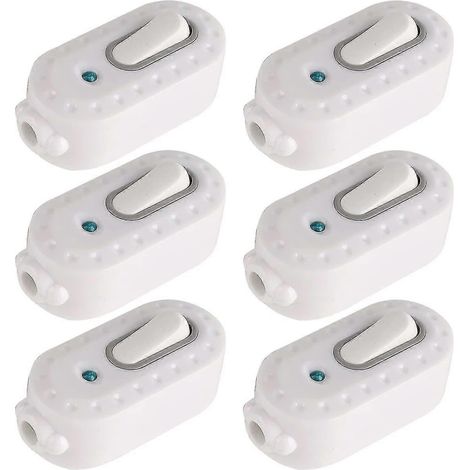 Interrupteur bipolaire, lot de 6, 6 A, compact, en plastique, à bascule marche/arrêt, avec voyant lumineux, pour petits appareils électroménagers. (1/4)