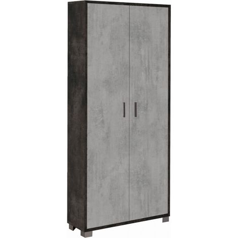 Mueble 2 puertas 83L x 29P x h190 – Acabado Negro Mate y Cemento – Sarmog