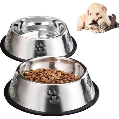 Filiyano-2 gamelles en acier inoxydable pour chiens, chiots et chats, gamelles pour nourriture pour chats (1/5)