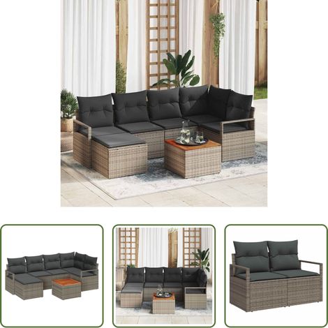vidaXL Modulares Sofa - Gartensofa-set mit Speicher 7 pcs Grau Poly-Rattan (1/5)