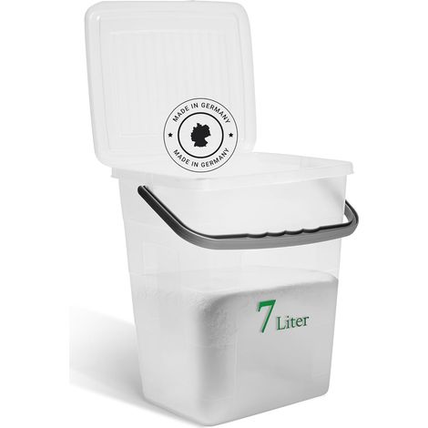 Boîte à lessive Novaliv avec couvercle 7 litres I Transparente I 23,5 x 18 x 26,5 cm I Boîte de rangement pour lessive en poudre avec poignée