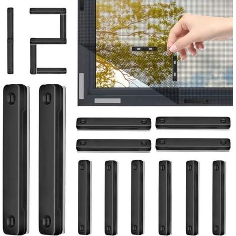 12Pcs Aimant pour Moustiquaire Fenetre Clip d 'écran de Fenêtre Jeux pour Fixation de Moustiquaire de Fenêtre Autocollants Bandes (1/4)
