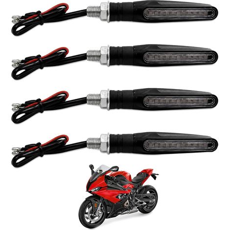 4 Pièces Clignotant Moto Led Homologué, Clignotant Led Moto, Clignotant Moto Led 12v, Flowing Mode Clignotants, Flexible Et Haute Résistance Pour Scooter Quad Cruiser Tout-Terrain (1/5)