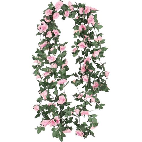 Guirlande de fleurs artificielles 2 pièces, 220cm, vigne fleurie pour décoration mariage, arche, jardin, maison, voiture - Rouge, 2 pièces (1/5)