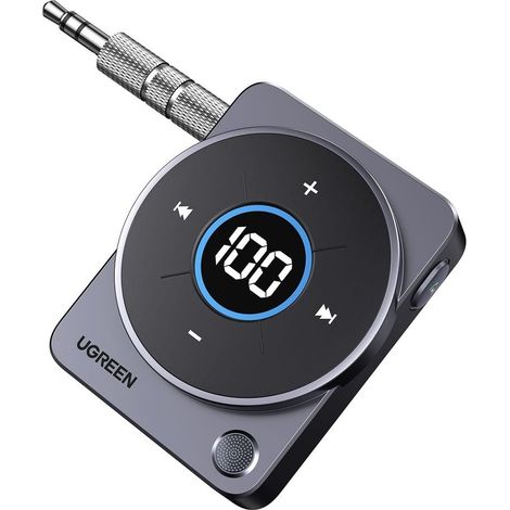 Adaptador para coche UGREEN con transmisor Bluetooth 5.4 y entrada auxiliar
