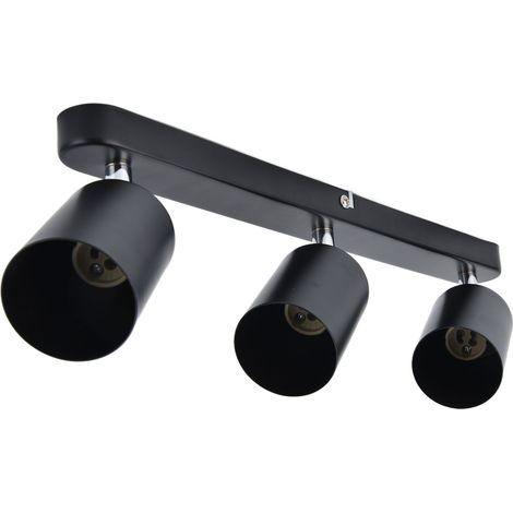 Douille GU10 pour 3 spots, type réglette, plafonnier, orientable à 330°, pour chambre et cuisine, 85-265 V, noir (1/5)
