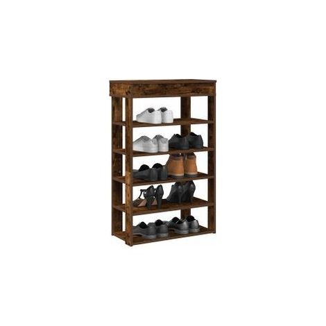 Étagère à chaussures chêne fumé 60x30x98 bois d'ingénierie (1/5)