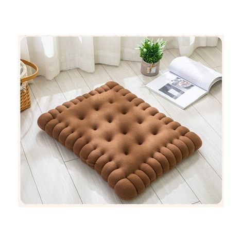 (Marrón) 1 pieza adorable cojín rectangular de imitación de galleta para asiento, suelo, bar, sala de juegos Lvory