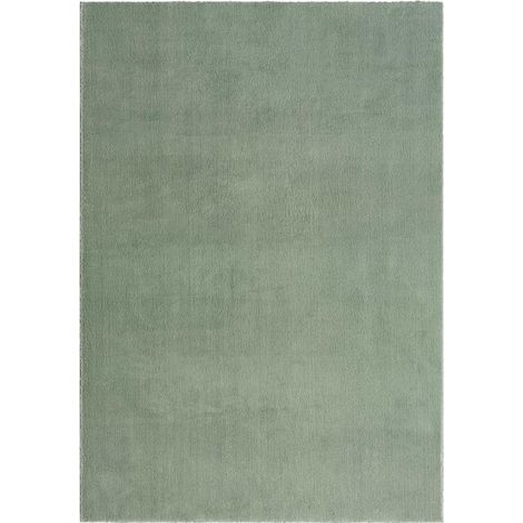 Tapis LYN10 LAVABLE 30°C 80x150 Vert Clair, tapis shaggy uni à longs poils (1/5)